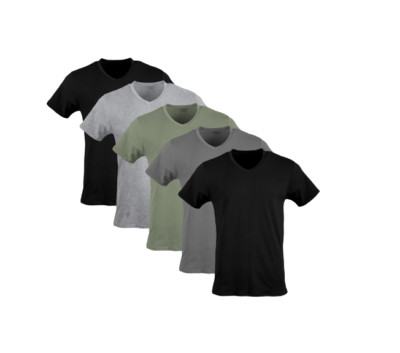 Gildan Adult Men's Short Sleeve V-Neck Assorted Color T-Shirt, 5-Pack, Sizes S-2