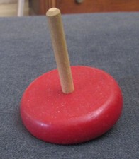 Vintage Miniature Small Wooden SPINNING TOP Toy - Just over 2" wide - 2 " tall