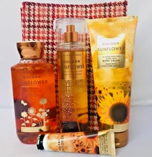 Bath & Body Works GOLDEN SUNFLOWER  MIST CREAM SHOWER GEL GIFT SET OF 5