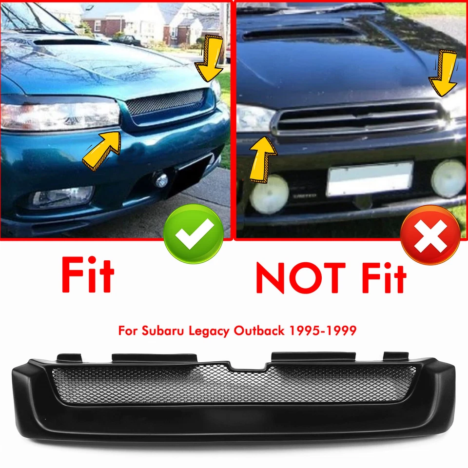 For Subaru Legacy Outback 1995 1996-1999 Fiberglass Front Bumper Mesh Grille 1PC — 第 2/4 张图片