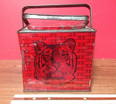 lorillard tobacco co greensboro nc Vintage Tiger Chewing Tobacco Lunch Pail Tin P. Lorillard Co. Greensboro,  NC