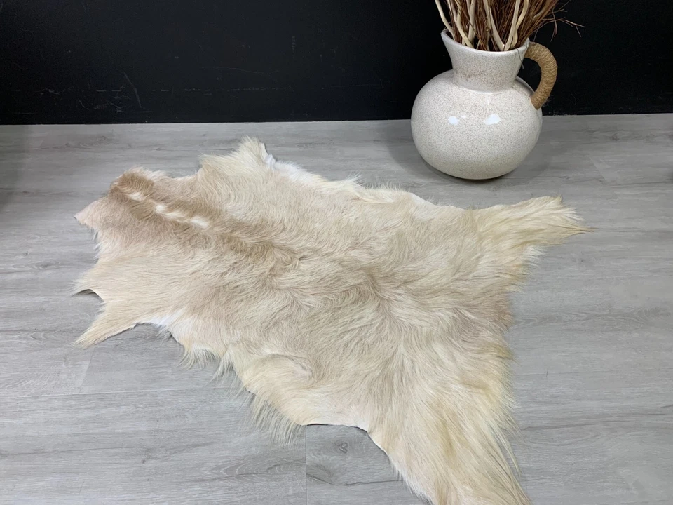 Alfombra de piel de cabra natural, alfombra de piel de cabra real, decoración de piel de cabra de cuero genuino Foto 2 de 4