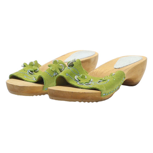 SANITA Tacones Gruesos Florales Gamuza Verde Mujer Reino Unido 3 - Imagen 3 de 6