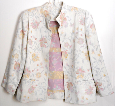Vintage Padded Shoulder Custom Made Brocade Jacket Size 6-8 (?)