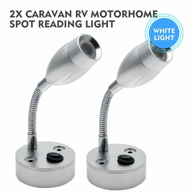 2PC 12V LED Flexible Reading Light RV Caravan Yacht Bedside Wall Mount