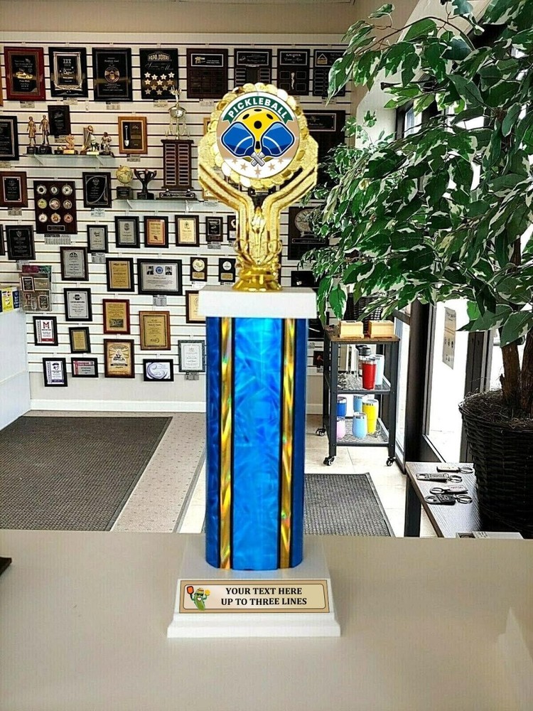 Pickleball Family Reunion Tournament Award Trophy Custom Text 13 Inch Tall  