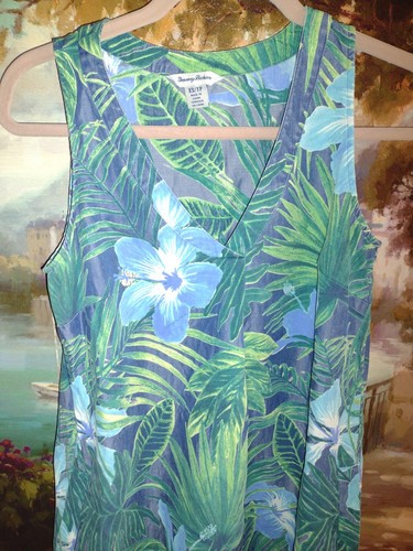 Vestido Tommy Bahama Tencel Multicolor Sin Mangas Floral Estampado Denim XS - Imagen 2 de 7