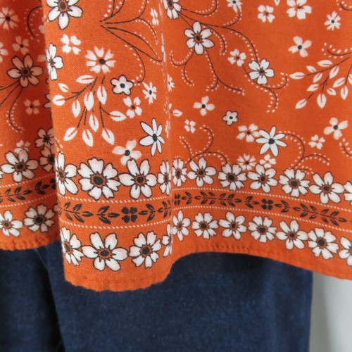 Indigo Rose Blouse Petite Large PL Peasant Smocked Boho Top Shirt Rust Floral - Picture 6 of 12