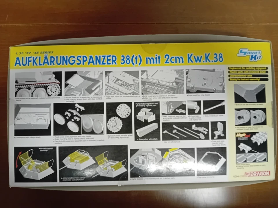 AUFKLARUNGSPANZER 38 (T) MIT 2 CM KW. K. 38 DRAGON 6294 SCALA 1/35 SMART KIT - Immagine 3 di 4