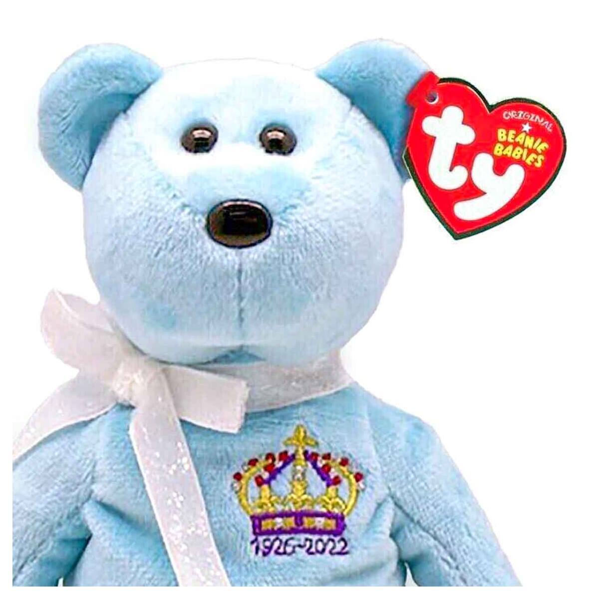 TY Beanie Babies Queen Elizabeth II Soft Push Bear Toy 15cm Brand New