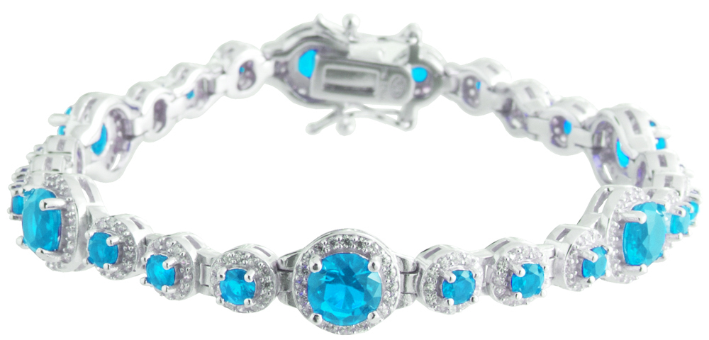 Женский браслет из синтетических светло-голубых камней стерлингового серебра 925 пробы шириной 9 мм 15090₽