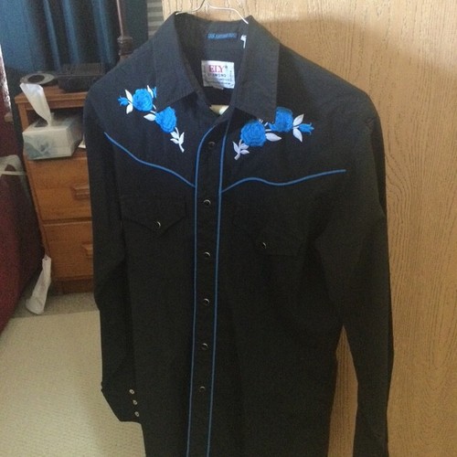 Ely Western Hemd Perlenknopf schwarz Größe S