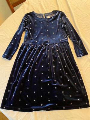 GAP KIDS Girls XL Navy Blue Long Sleeve Velvet-like Christmas Hanukkah Holiday