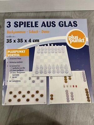 Pluspunkt Backgammon  Schach  Dame - 3 Spiele aus Glas - Spielesammlung  OVP NEU