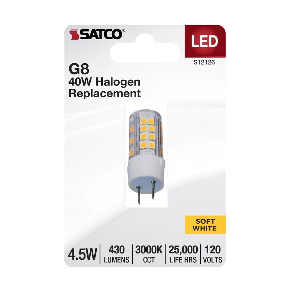 Satco S12126 - 4.5 Watt Mini LED Bulbs - G8 Base -3000K ( 2, 5, 10 or 20 Pack) - Image 2 of 4