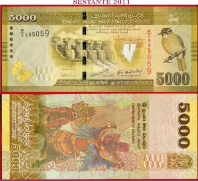 Com Sri Lanka 5000 Rupee 1 1 2010 P 128a Unc Ebay