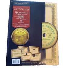 Southworth Certificates Parchment Paper With CD Business Certificates Awards NEW