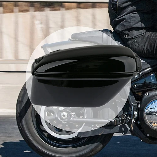 2Pcs Universal Motorcycle Hard Saddle Bags Trunk Shadow Side Box Luggage Rear - Picture 4 of 13
