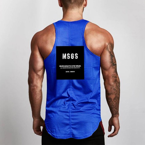 Men's Fitness Gym Quick Dry Blank Undershirts Breathable Bodybuilding Tank Tops - Picture 2 of 12