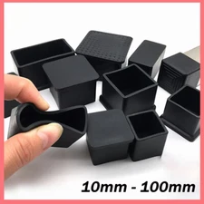 Rubber Square Plug for Metal Pipe Tubing Caps, Chair Glides Cap 10mm - 100mm