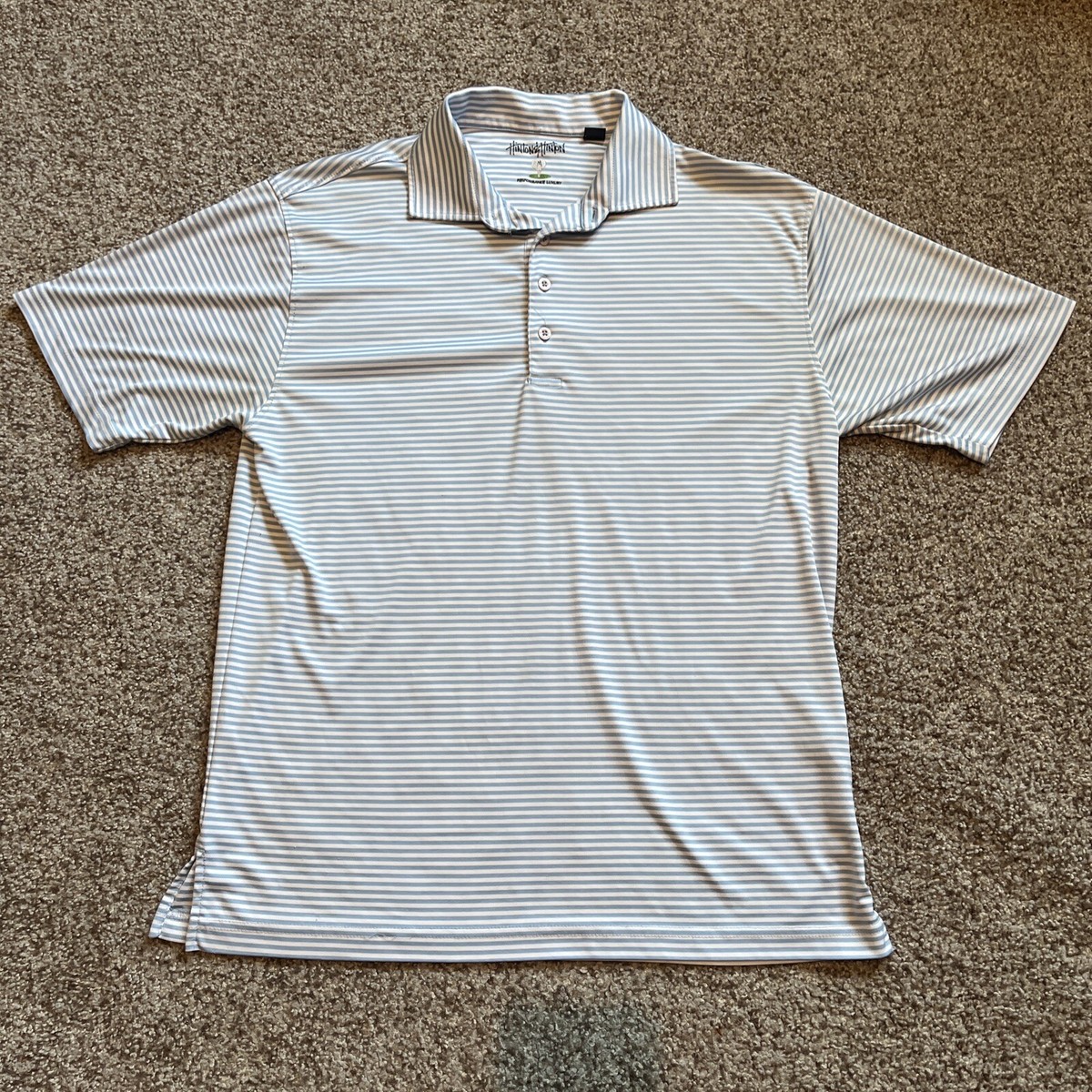 Hinton & Hinton Blue White Striped  Polo Medium
