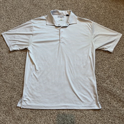 Hinton & Hinton Blue White Striped  Polo Medium