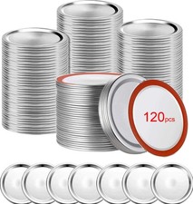120 PCS Canning Lids Regular Mouth Mason Jar Lids Premium Metal Split-Type