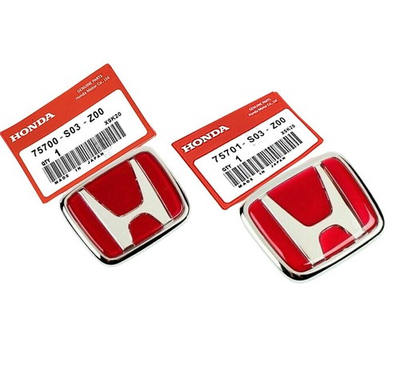 #ad Frontamp;Rear Emblem For Honda Civic 1996 2000 EK Type R Badge Red 1992 1995 Accord $25.95