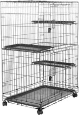 Large 3-Tier Cat Cage Playpen W/ Easy to Clean Removable Tray Front Doors