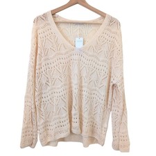 NWT Lascana Open Knit Sweater Womens 12 14 - Wide Neck Layer Soft Cream Neutrals