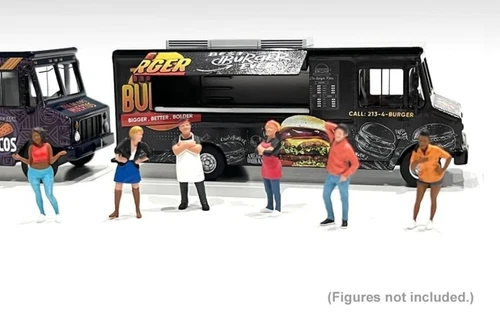 EE. UU. - Camión de comida Step Van - The Burger - negro - American Diorama 1:64 - Imagen 6 de 6