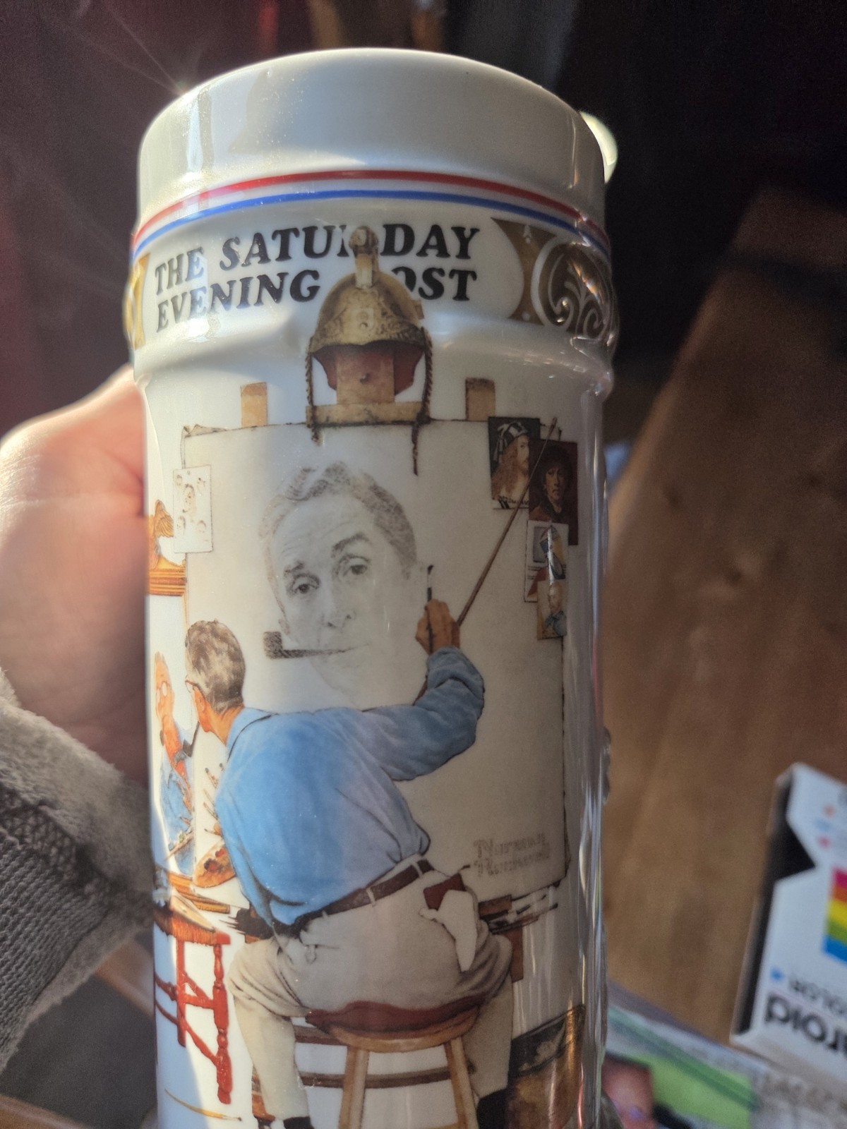 1993 BUDWEISER NORMAN ROCKWELL TRIPLE SELF PORTRAIT BEER STEIN MIB