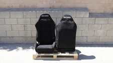 Pair Recaro Style Recliner Black Suede Bucket Seats New Set 2 Rails Sliders Pair Recaro Style Recliner Black Suede Bucket Seats New Set 2 Rails Sliders