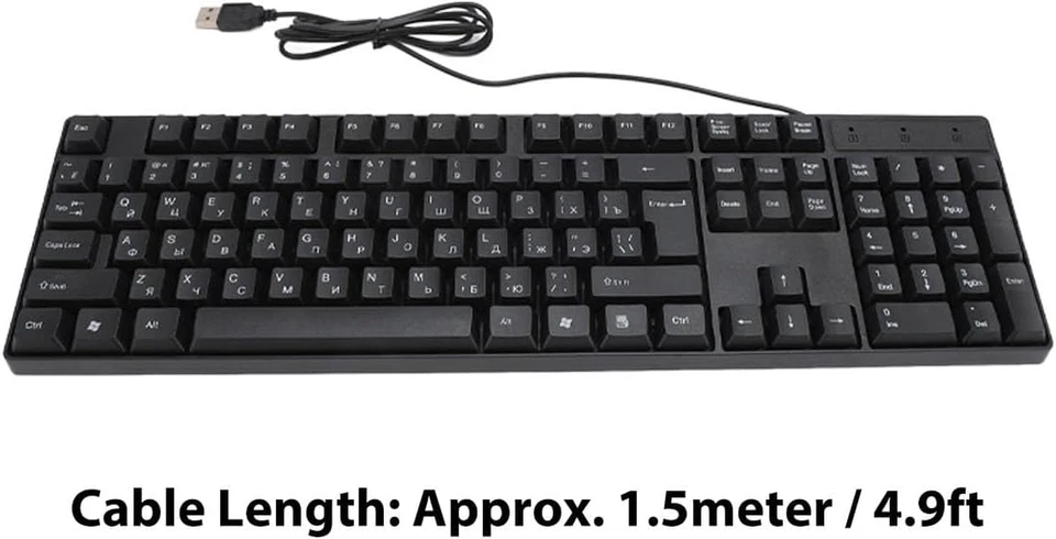USB Wired Minority Language Keyboard, 104 Keys Russian/English, Ergonomic Plug & - Image 4 of 4