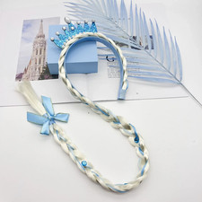 Peluca Frozen Trenza Princesa Diadema Niña Elsa Copo de Nieve Azul Rosa Diadema Cabello A