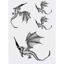 4 x 'Flying Dragon' Temporary Tattoos / Transfers TO00008886 