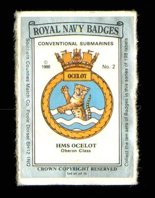 Matchbox Label Royal Navy Badges Conventional Submarine HMS Ocelot - MI1631