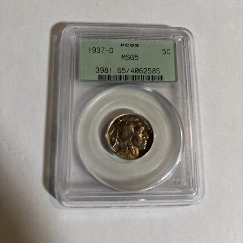 1937-D Buffalo Nickel 5c PCGS MS65 (OGH Rattler)