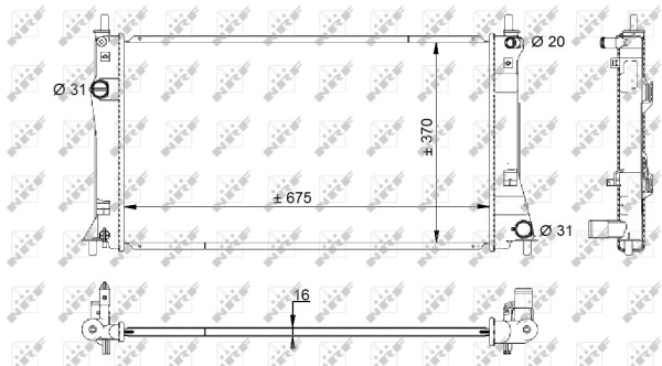 Radiateur de refroidissement moteur NRF 59205 pour restauration de circuit OE 24170HA00A