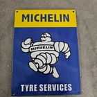 VINTAGE MICHELIN TYRE SERVICE OLD US GASOLINE OIL GAS PUMP ENAMEL PORCELAIN SIGN