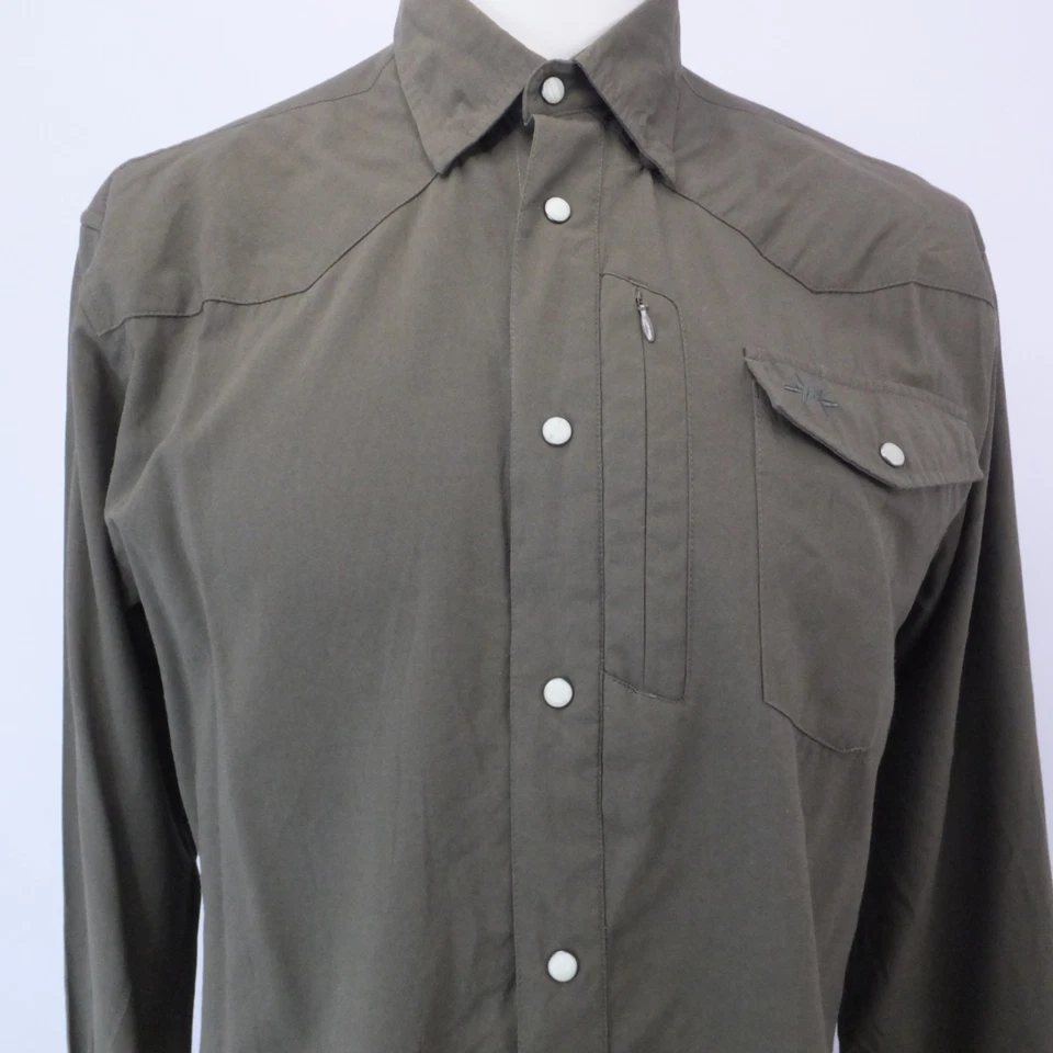 Camisa a Presión Texas Standard Para Hombre Mediana Perla Manga Larga Marrón Bolsillo Oculto Foto 2 de 4