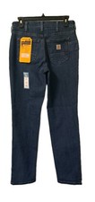 Carhartt Rugged Flex Relaxed Fit Denim Jeans Women Size 2 Reg Dark Blue 28x31