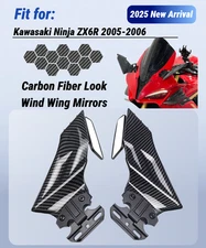 Carbon Fiber Look Complete Wing Side Mirrors for Kawasaki Ninja ZX6R 2005 2006