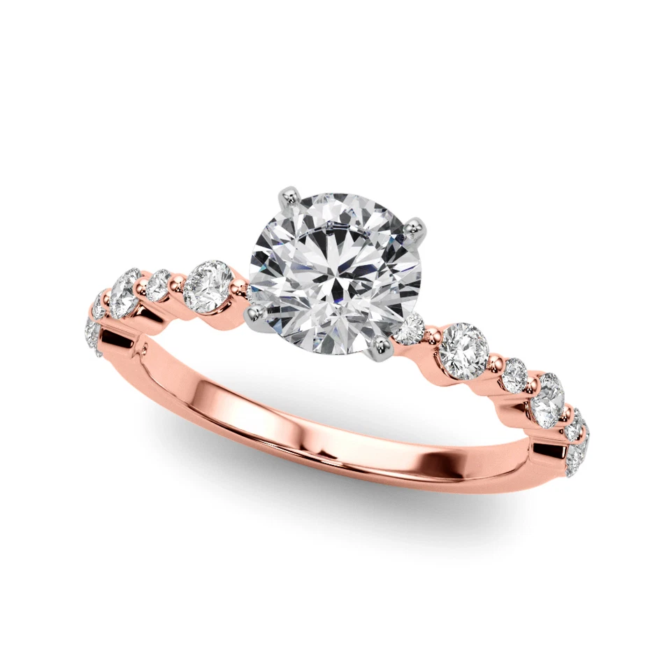 14k Gold Diamond Ring For Wedding Lab Grown Round 1.2 Carat IGI Certified Rose - Image 3 of 4