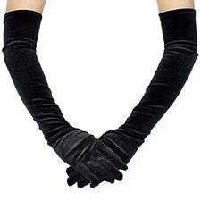 Acenail Long Velvet Women  s Gloves Elbow Length Flapper Gloves Finger Opera