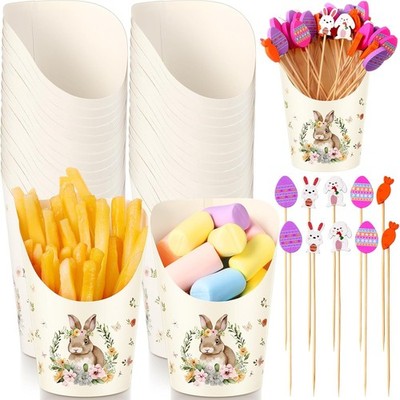 250 Pcs Easter Bunny Charcuterie Snack Cups with Sticks Include 50 Pcs 14 oz