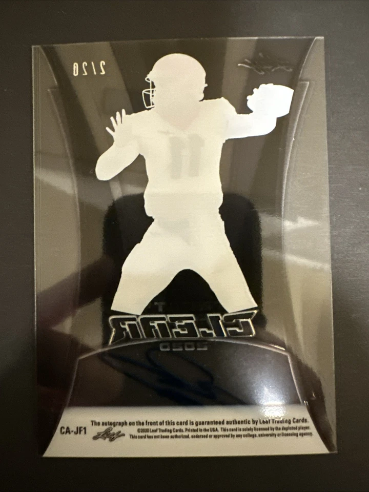 2020 Leaf Trinity Clear Jake Fromm Autograph Rookie Green /20 Georgia Bulldogs - Image 2 of 2