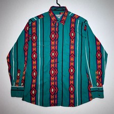 Vintage Wrancher by Wrangler Men's Large Western Aztec Stripe Pearl Snap Shirt