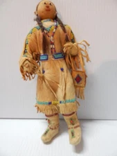 ANTIQUE VINTAGE PIKUNI BLACKFEET PLAINS INDIAN BEADED DOLL - LOTS OF DETAIL