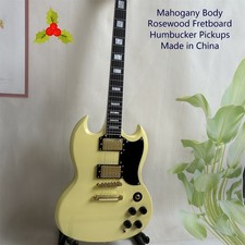 High Quality Cream SG Electric Guitar : HH Pickups Gold Parts US Shipping